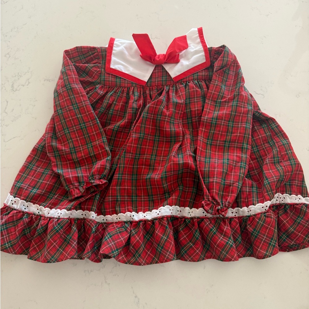 Plaid Red Kids Dress with Bow